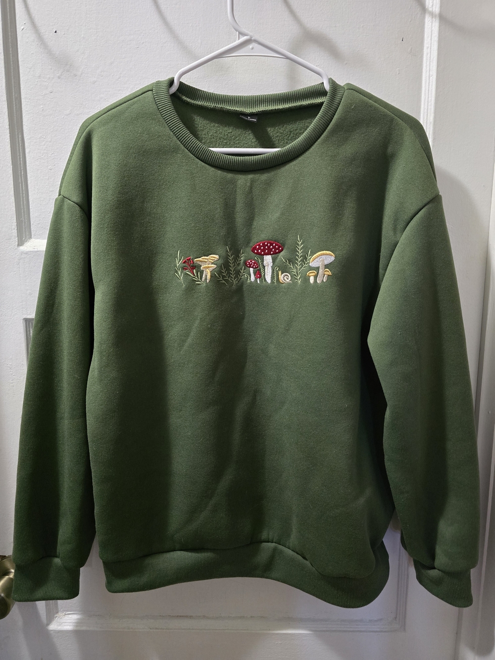Olive Green Embroidered Mushroom Sweatshirt